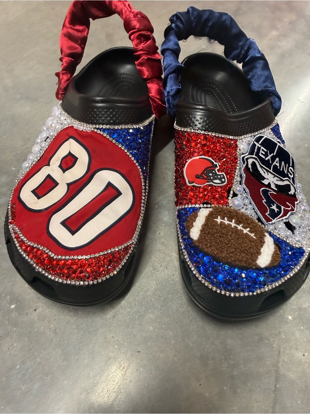 Adult Football-Themed Embellished Clog Houston Texans sz M9 W11